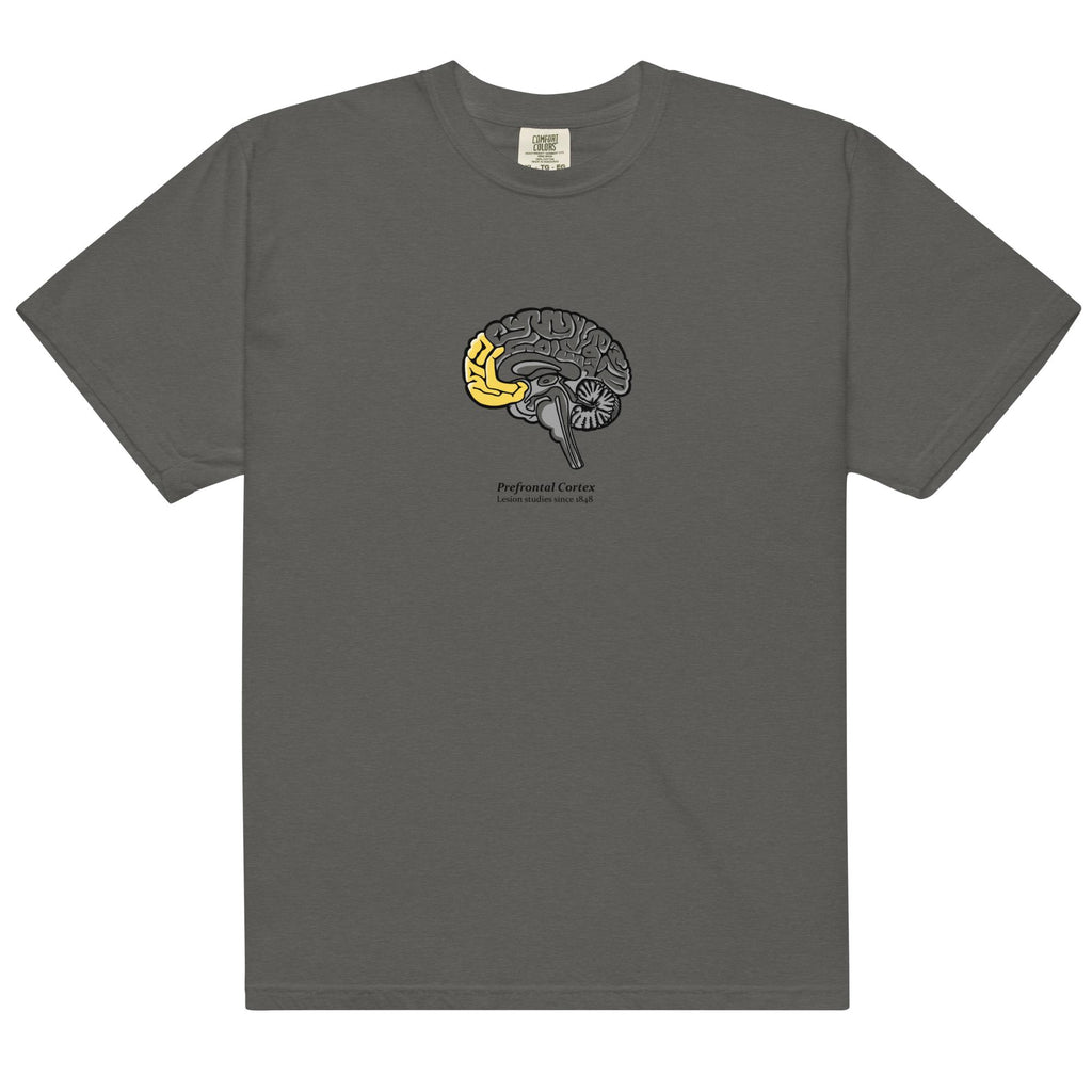 Gray t-shirt with a brain graphic